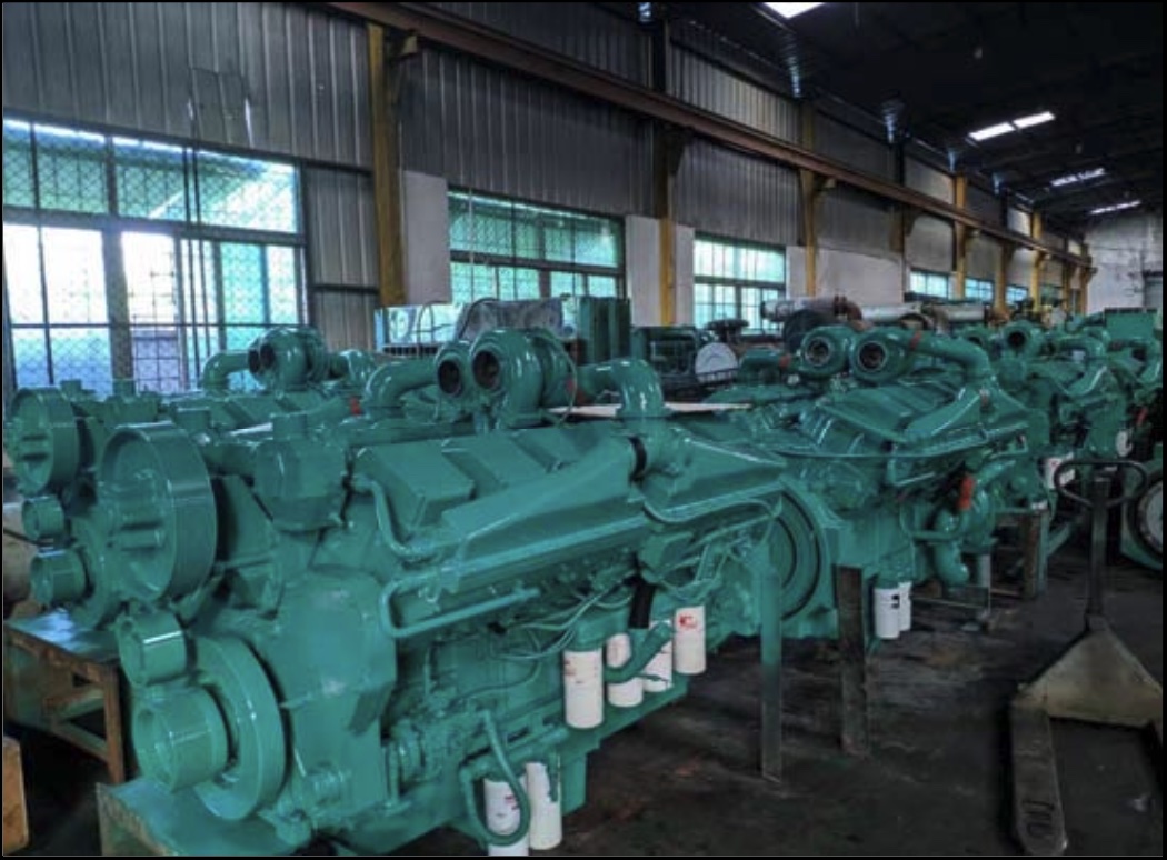 Remanufactured engine finished product after spray painting